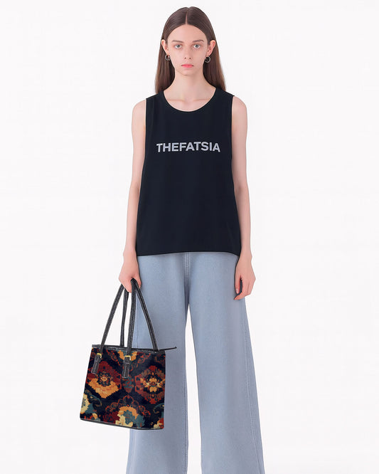 RE:LEATHER Leather Saddle Shoulder Bag with Top Handle Casual Tote Bag in Brocade Patterns