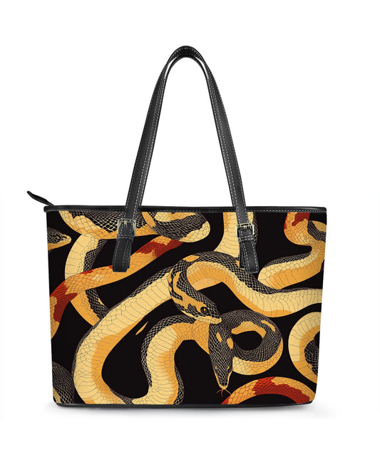 RE:LEATHER Leather Saddle Shoulder Bag with Top Handle Casual Tote Bag in Colorful Snake Skin